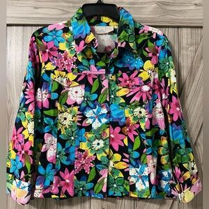 Jacket with Floral Print and Beading by Fiorlini International SZ L NWT